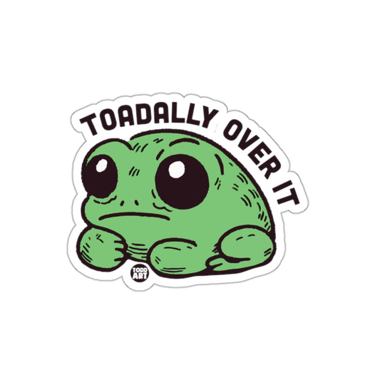 Toadally Over It Funny Frog Illustration Sticker