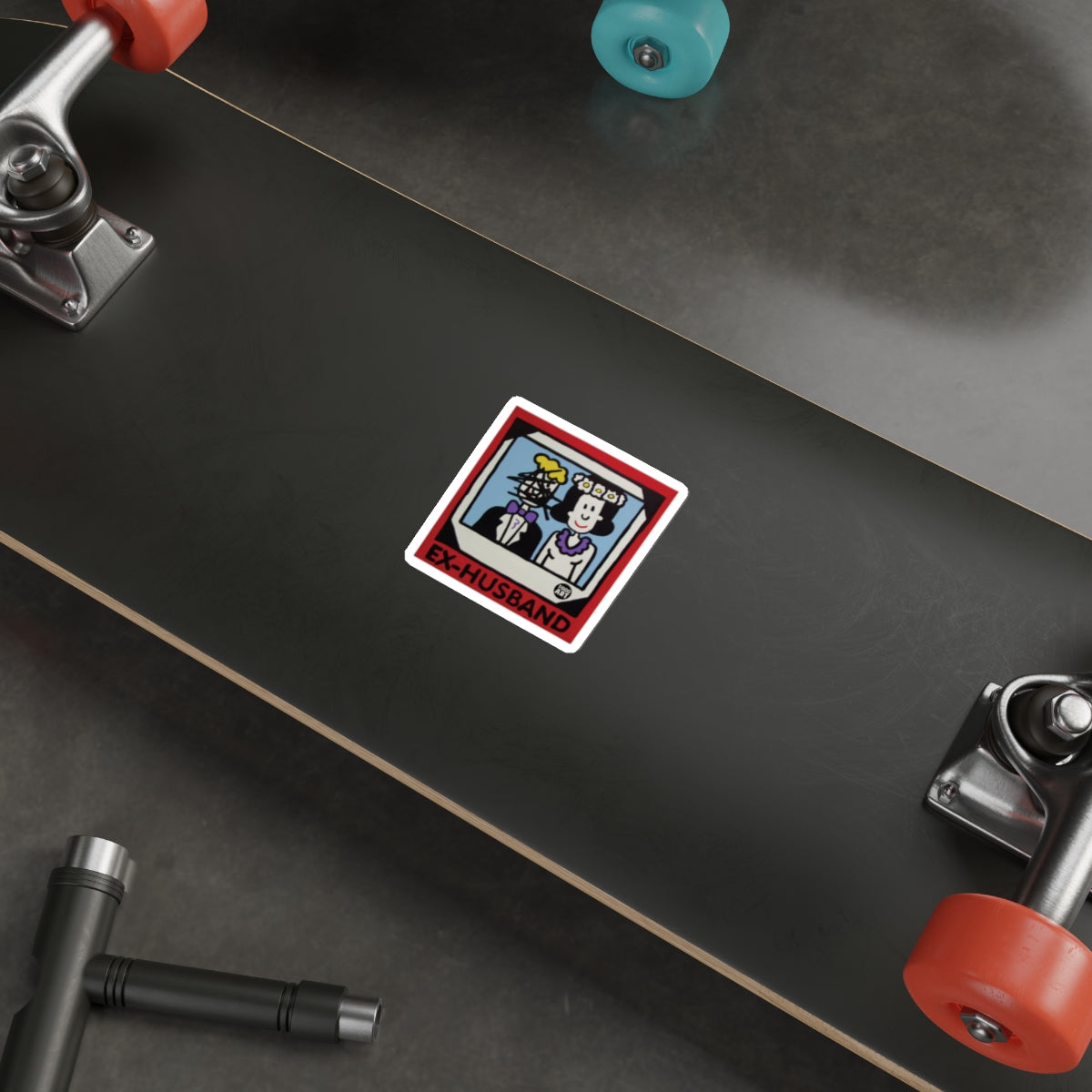 Ex-Husband Cartoon Sticker for Skateboard