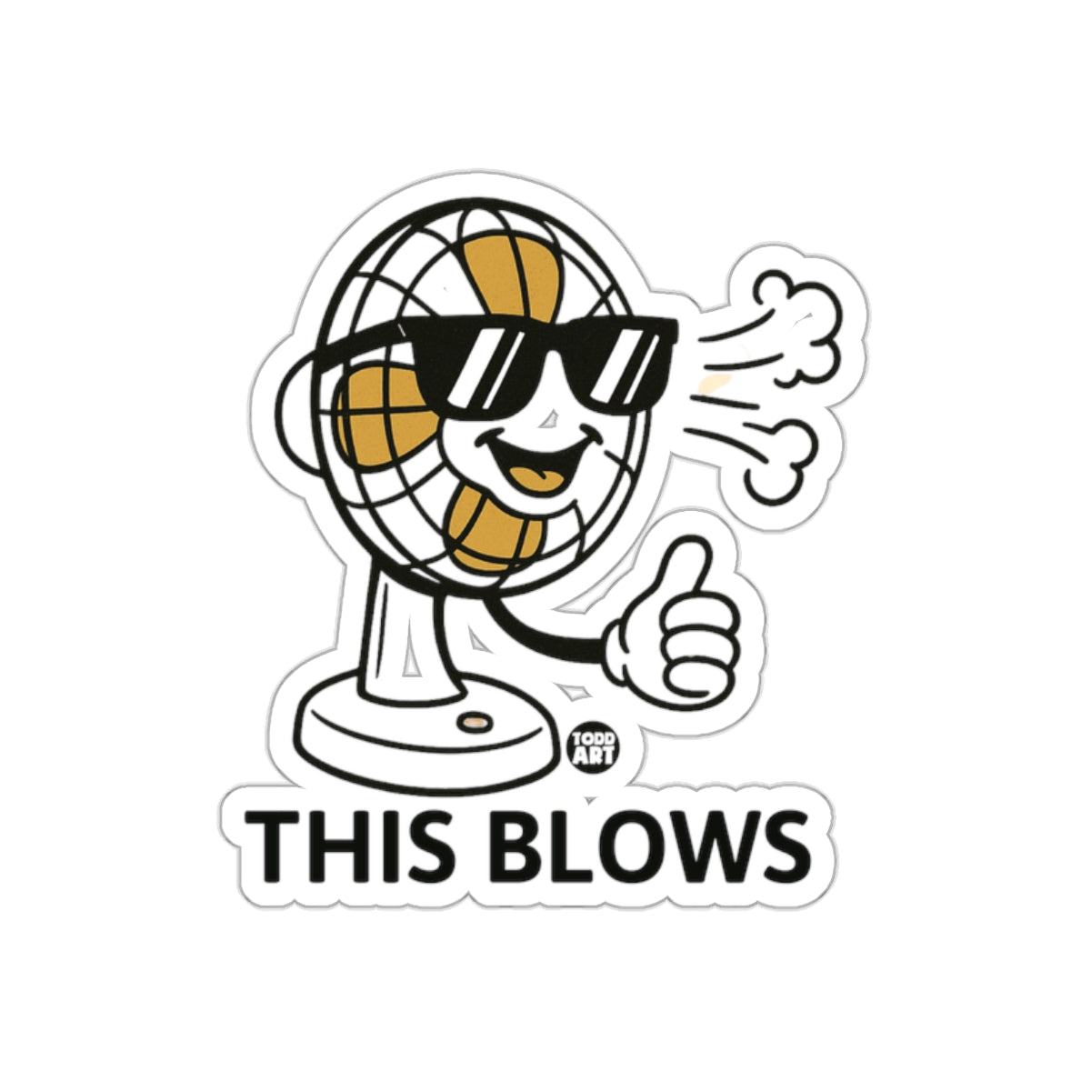 Funny Cartoon Fan with Sunglasses Sticker Product