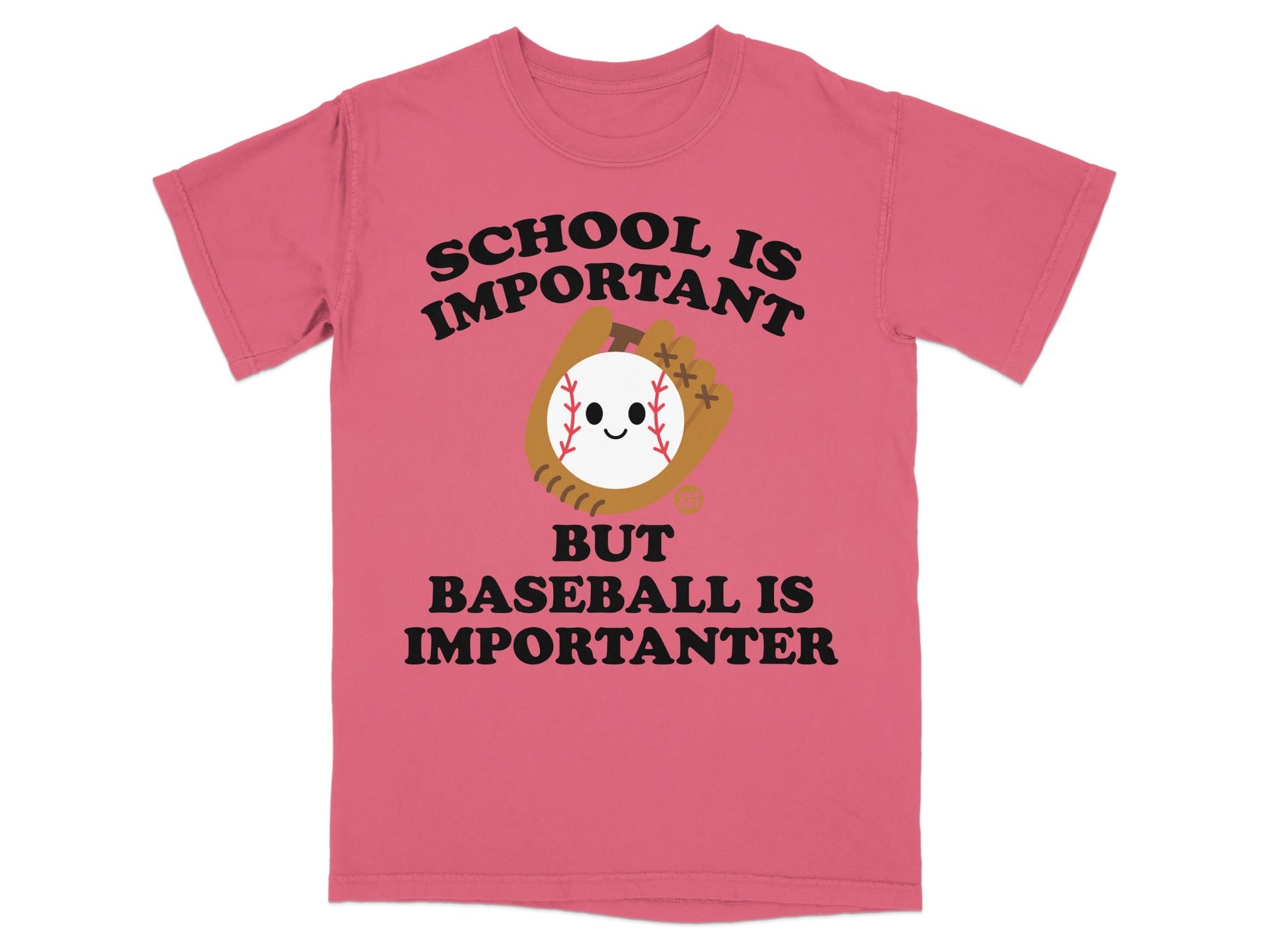 T-shirt with "School is important but baseball is importanter" text and baseball graphic.