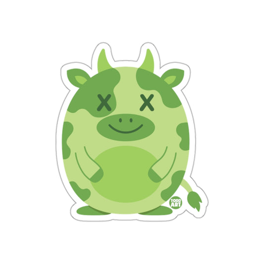 Adorable Green Cartoon Cow Sticker for Fun Decor