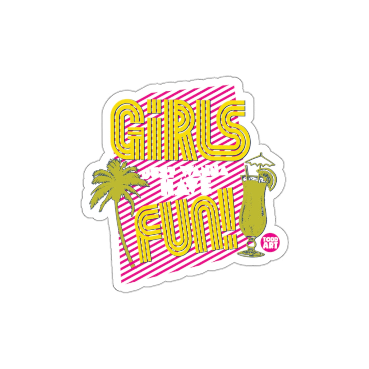 Girls Fun Tropical Palm Tree Cocktail Sticker