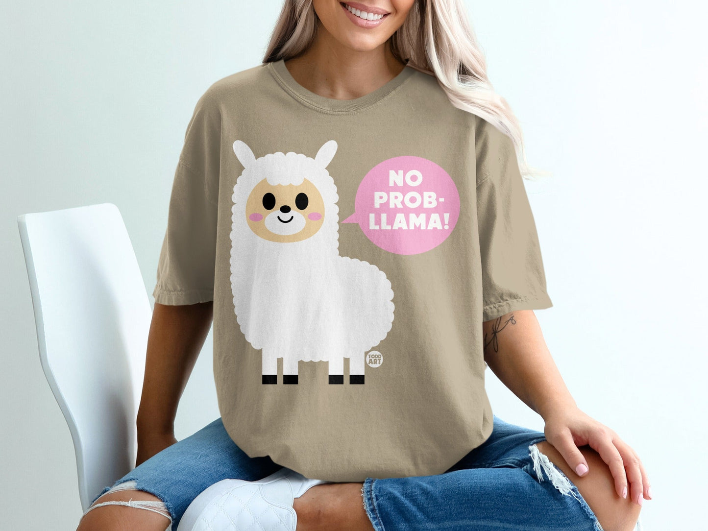 No Prob-llama Fun Cute Llama Graphic Print T-Shirt