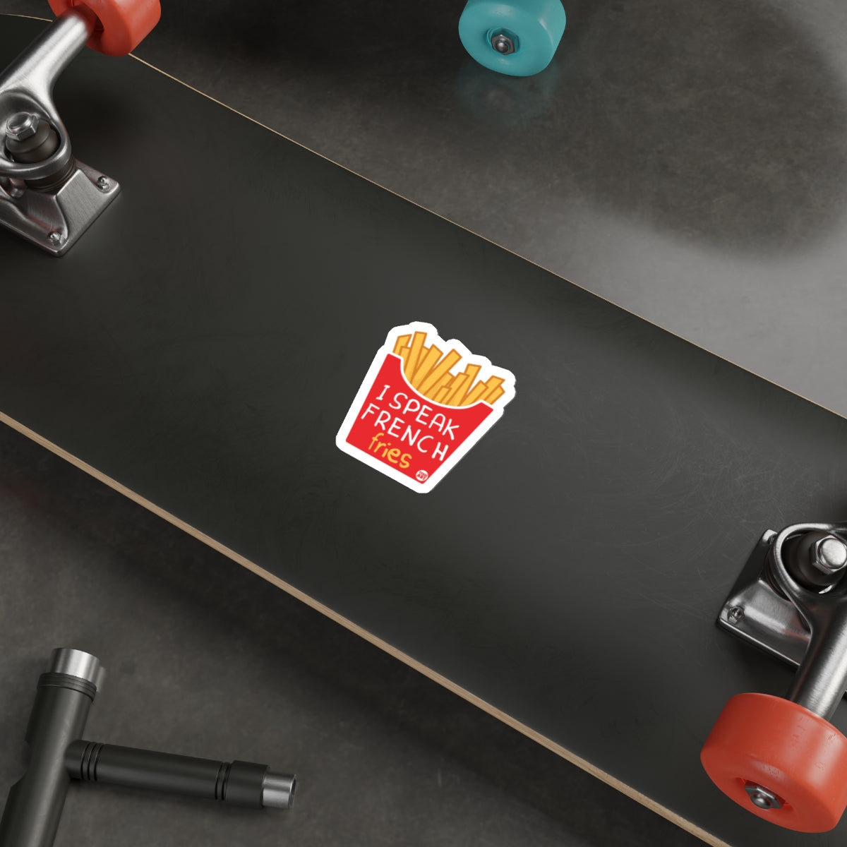 I Speak French Fries Funny Skateboard Sticker Product