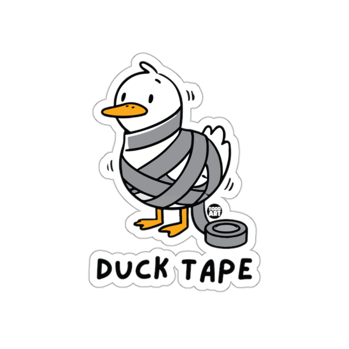 Funny Duck Wrapped with Tape Illustration Sticker