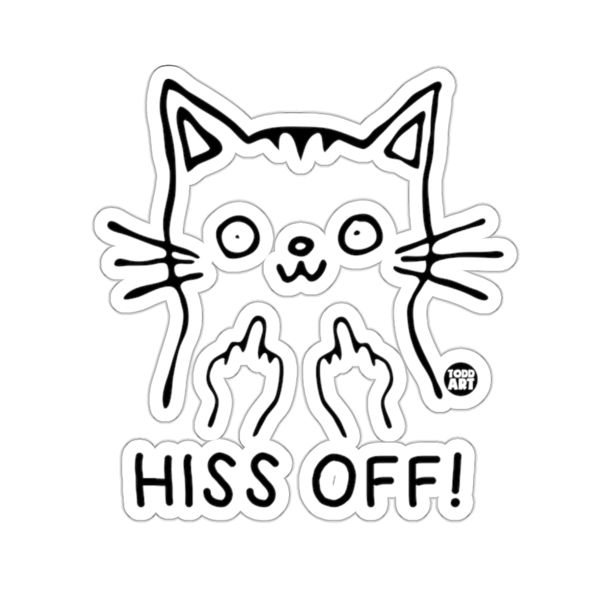 Hiss Off Cat Sticker Funny Middle Finger Design Decal