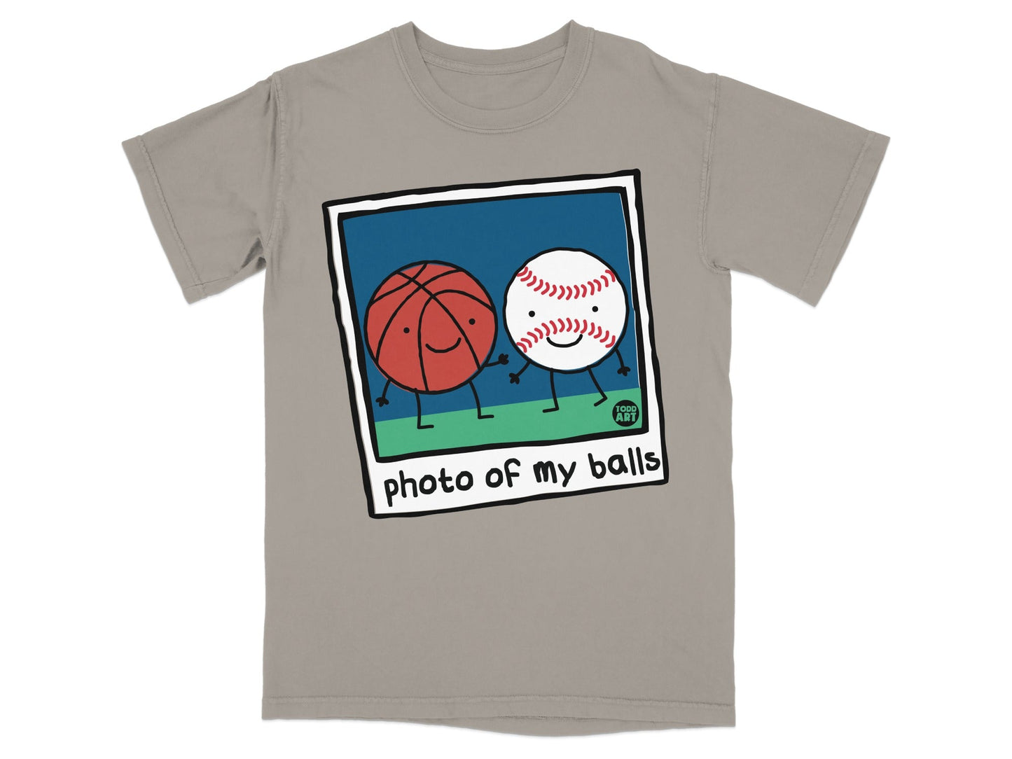 Photo of My Balls Funny T-Shirt, Humorous Sports Ball Design, Basketball Baseball Cartoon Art, Adult Joke Gag Gift Tee, Novelty Sports Lover