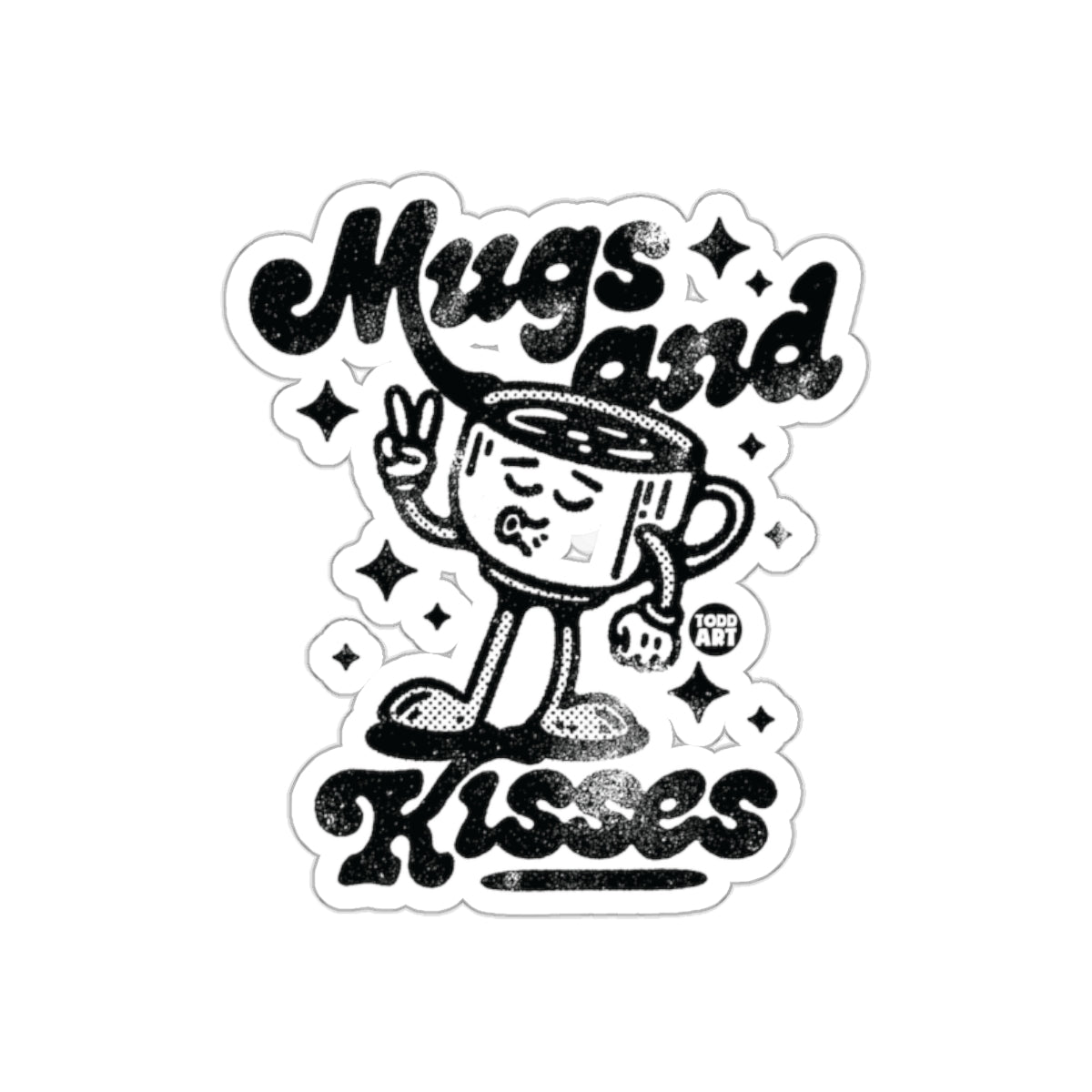 Mugs and Kisses Sticker with Cute Illustrated Mug Design