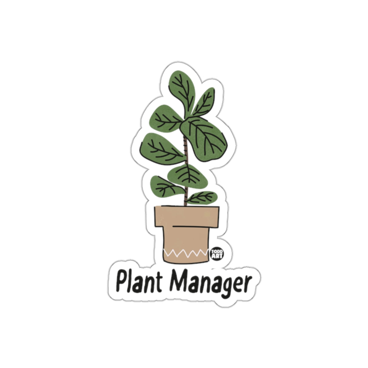 Green Potted Plant with Plant Manager Text Art Stickers