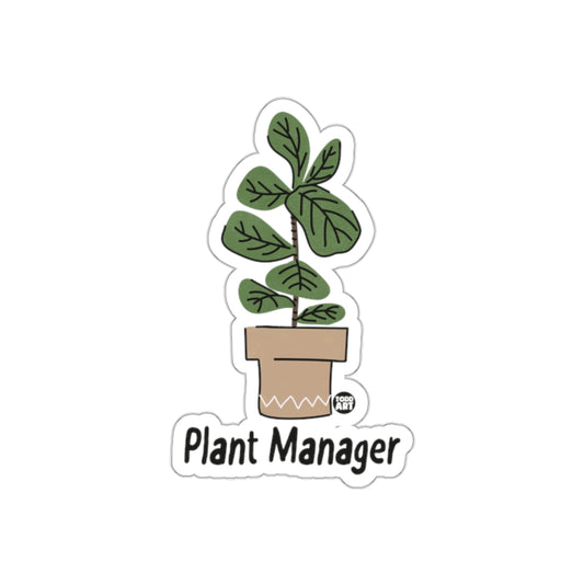 Green Potted Plant with Plant Manager Text Art Stickers