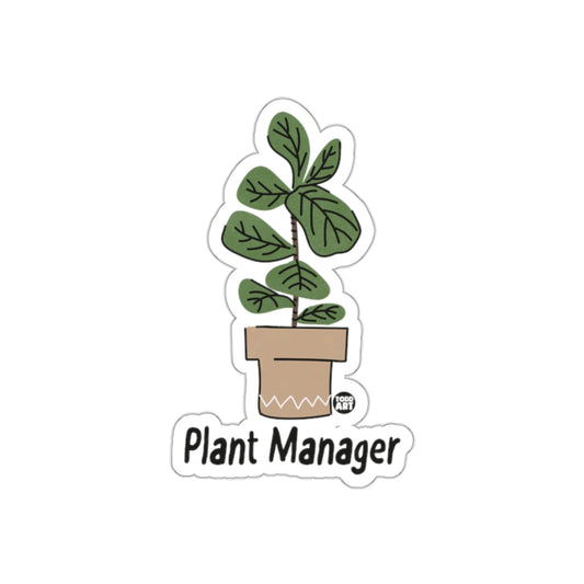 Green Potted Plant with Plant Manager Text Art sticker