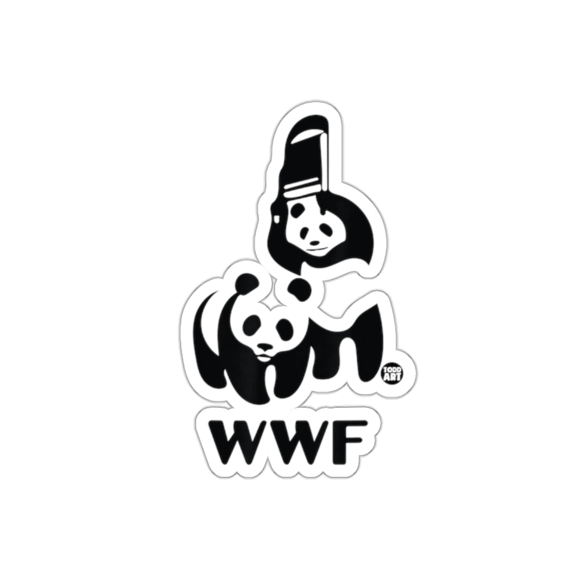 Two Pandas in WWF Logo Todd Art Design Style Stickers
