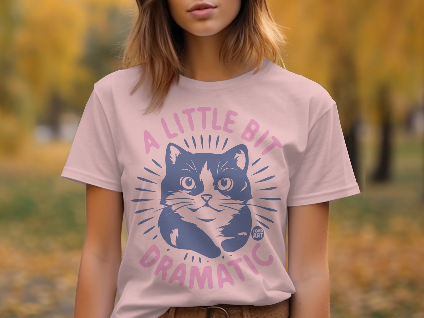 Pink A Little Bit Dramatic Cat Graphic Shirt product