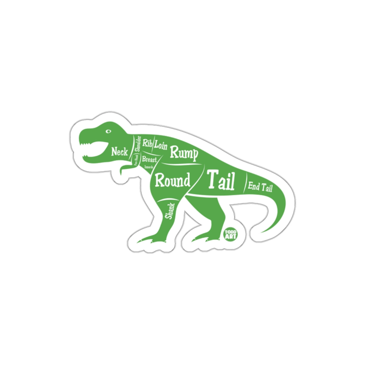 Dinosaur Cut Diagram Design Sticker for Art Lovers