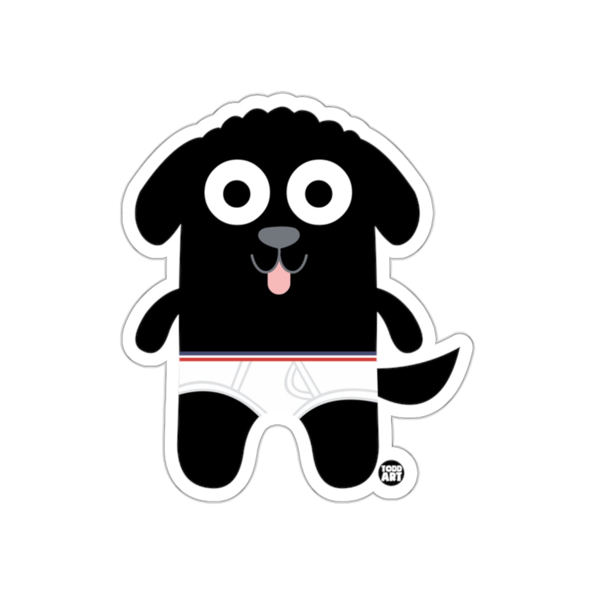 Cute Black Cartoon Dog Wearing White Shorts Sticker