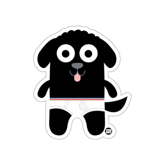 Cute Black Cartoon Dog Wearing White Shorts Sticker