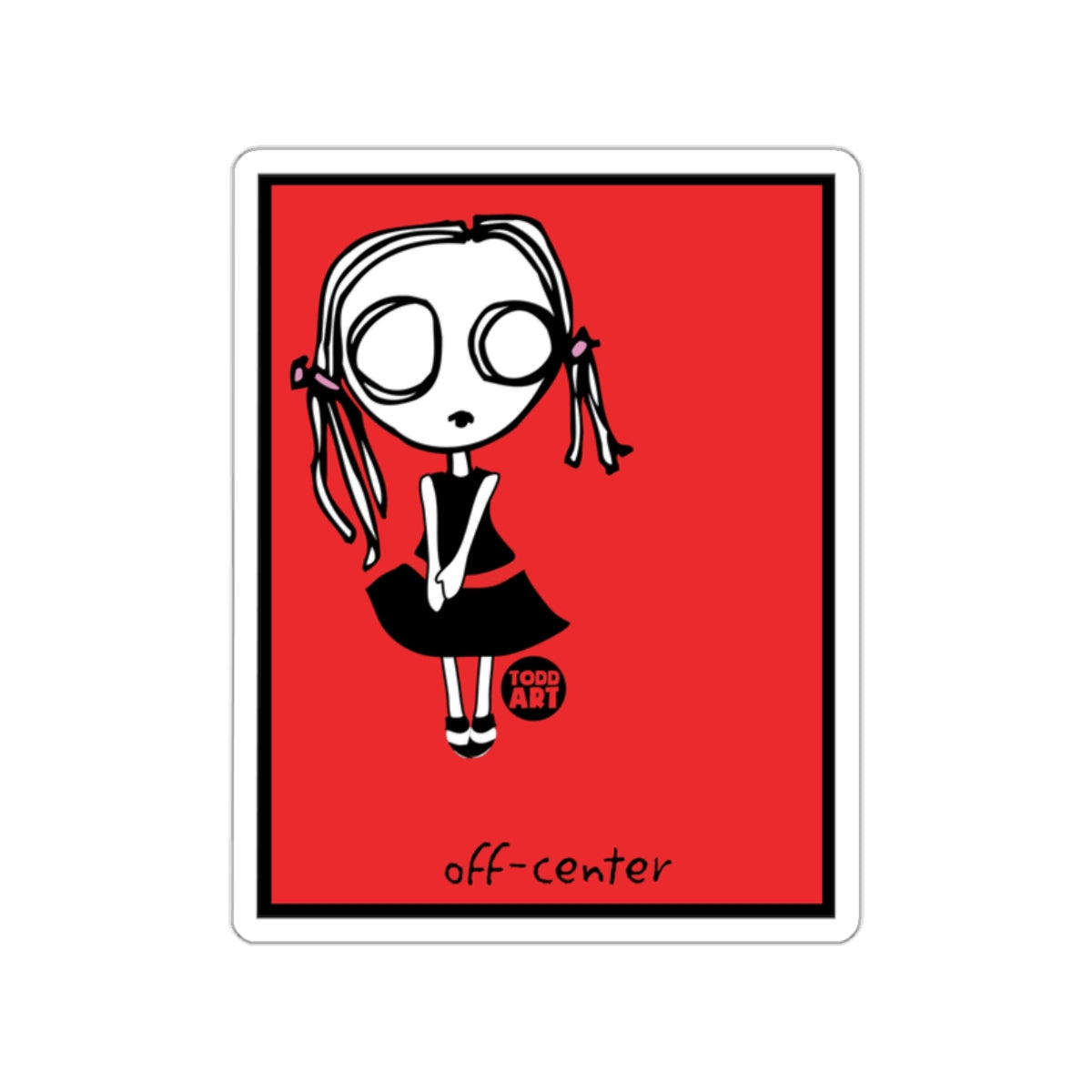 Todd Art off-center illustration on red background sticker