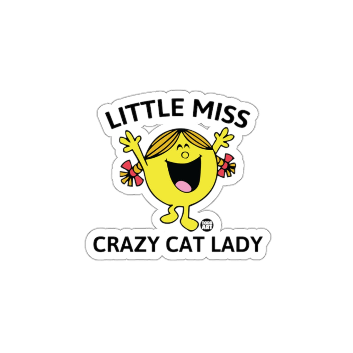 Little Miss Crazy Cat Lady Funny Cartoon Design Stickers