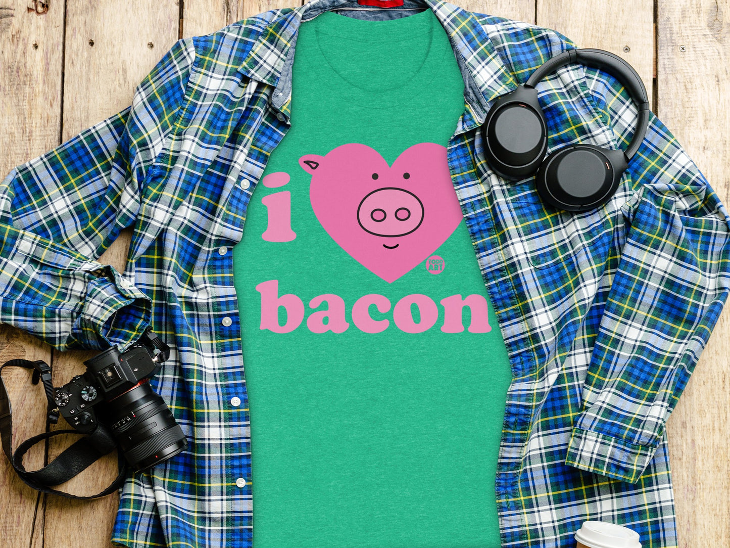 I Heart Bacon Pig Graphic T-Shirt Fun Casual Wear