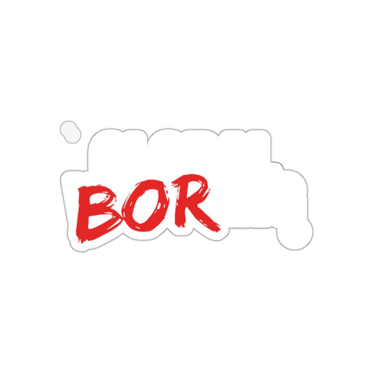Global BOR red and white sticker design