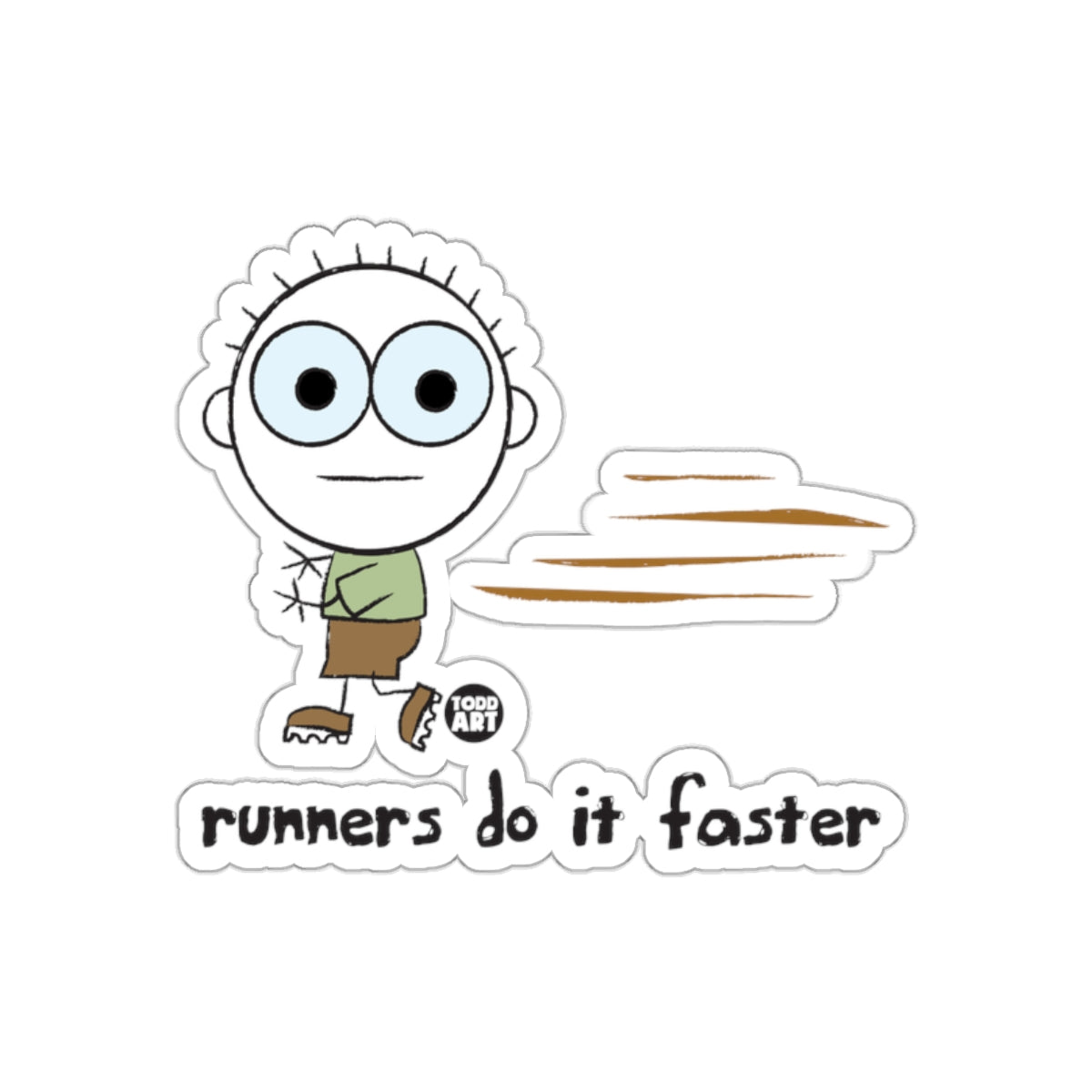 runners do it faster sticker with running character