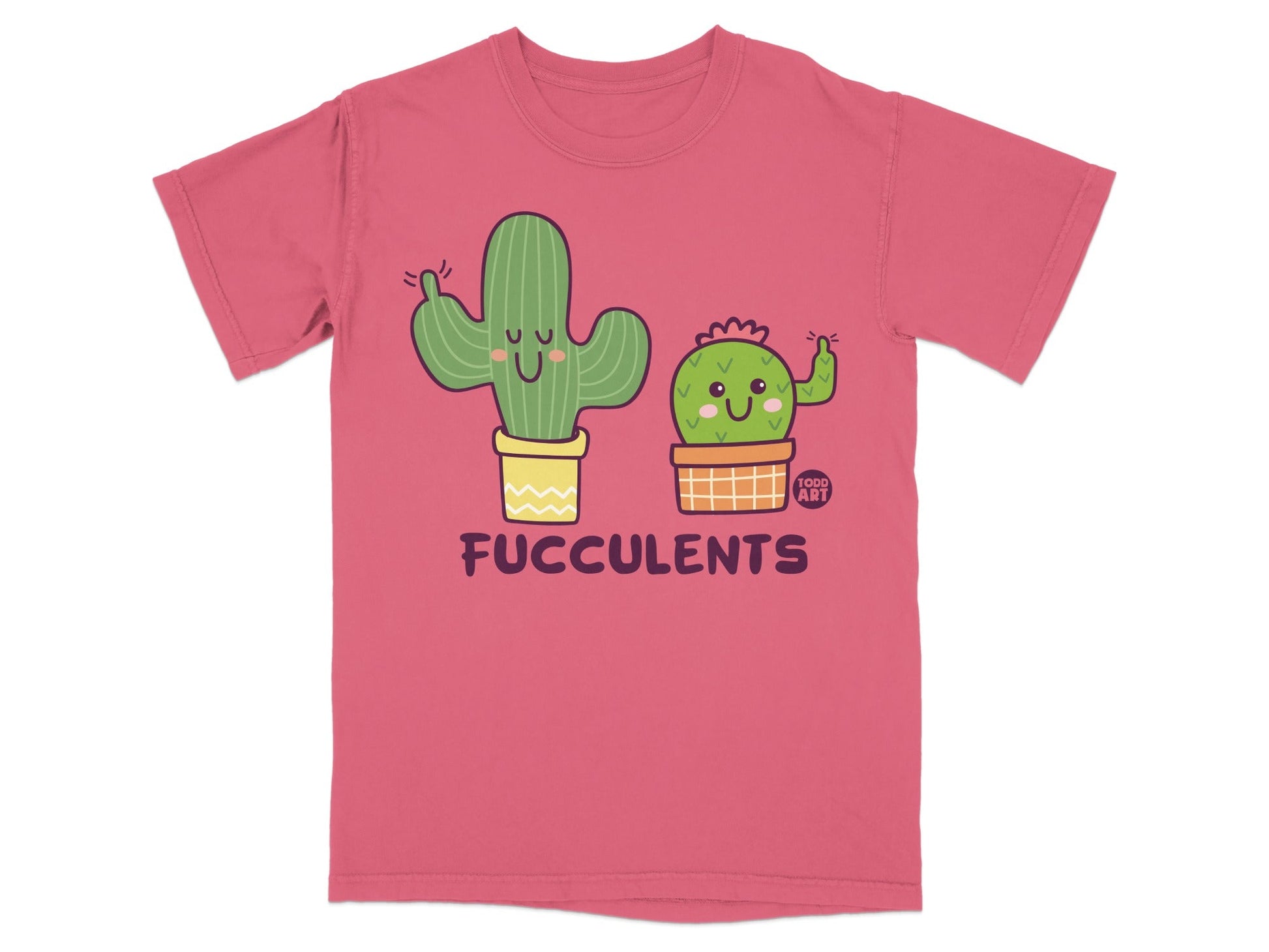 Cute Cactus Design 'Fucculents' Themed T-Shirt