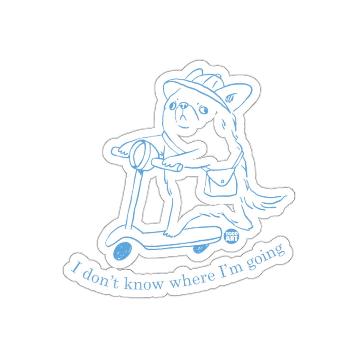 I don't know where I'm going Dog on Scooter sticker