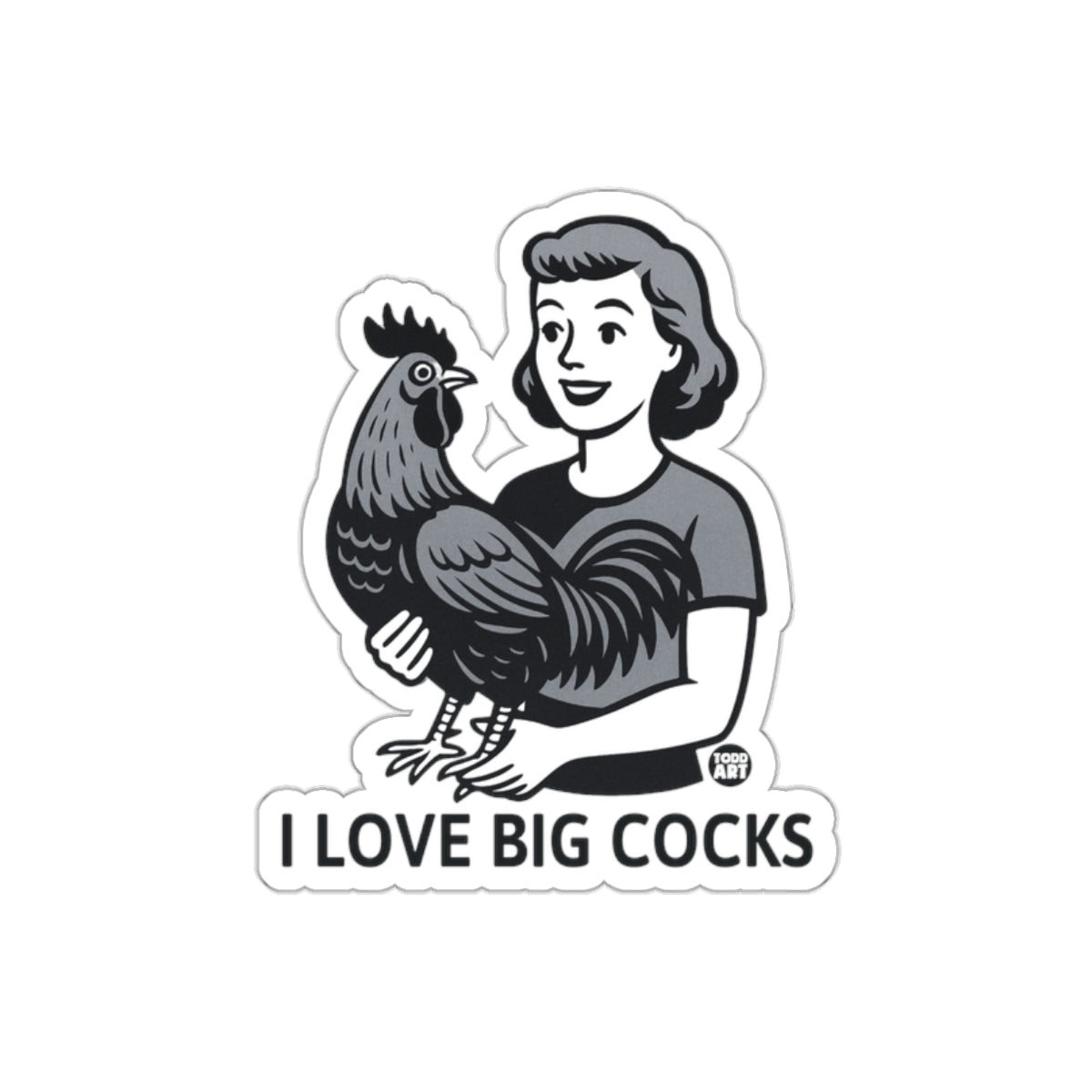 I Love Big Cocks Funny Retro Style Sticker Product
