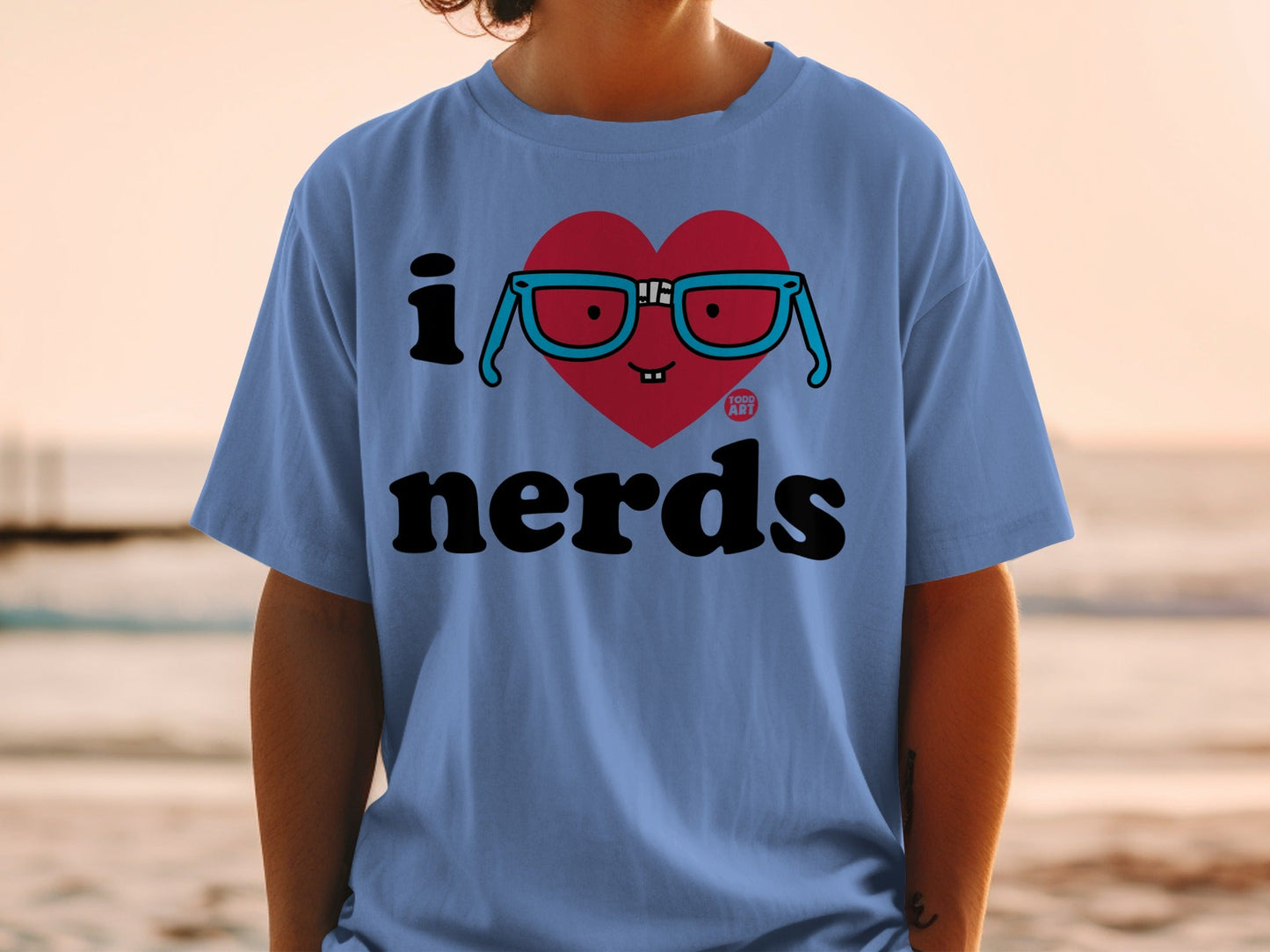 I Love Nerds Funny Graphic Tee Shirt for Geeky Fans