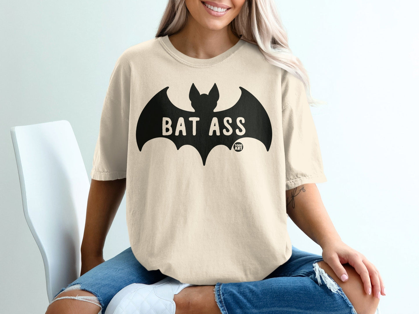 Funny Bat Ass Graphic Print Casual T-Shirt