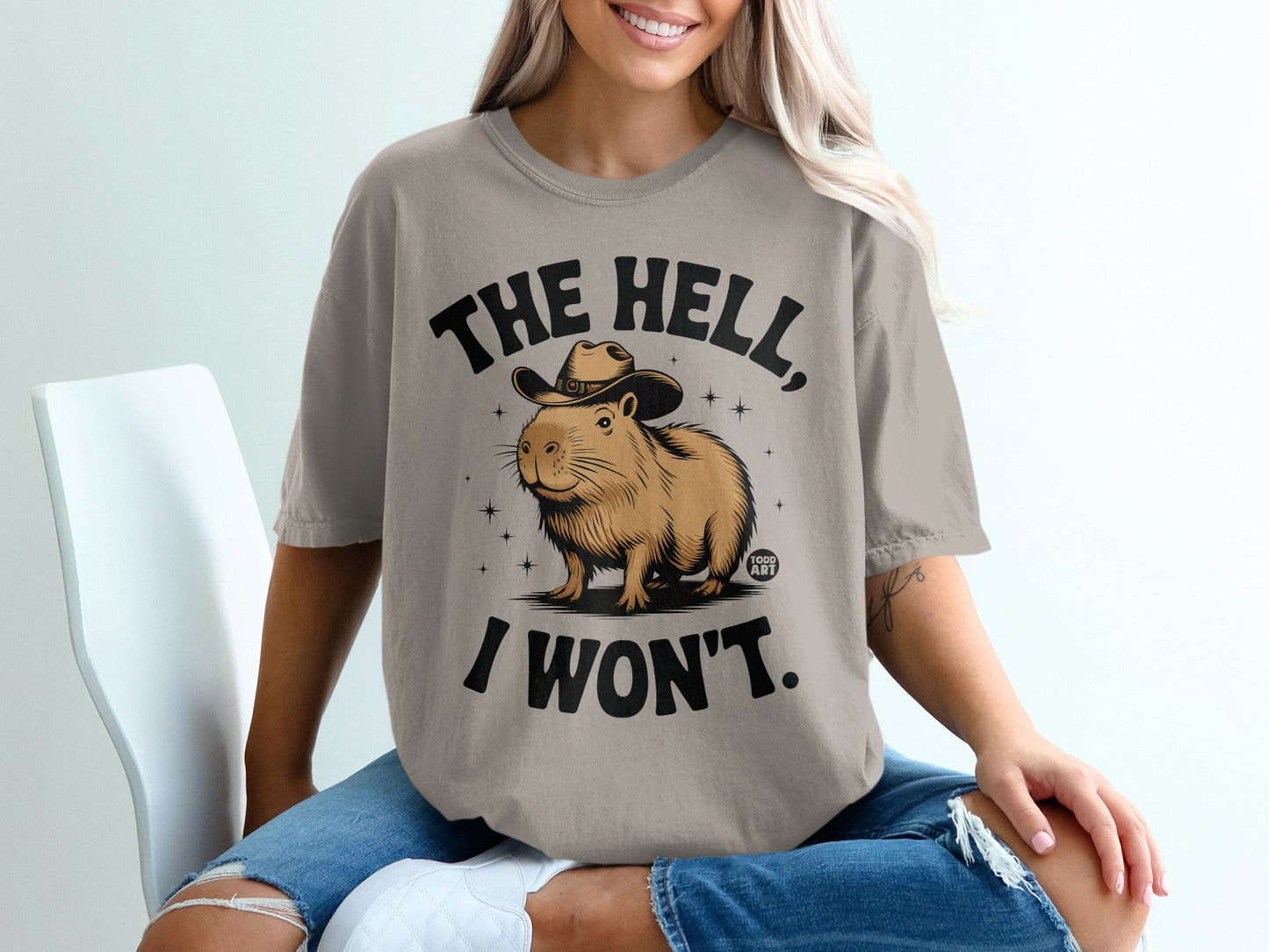 The Hell I Won't Capybara Cowboy Graphic T-Shirt