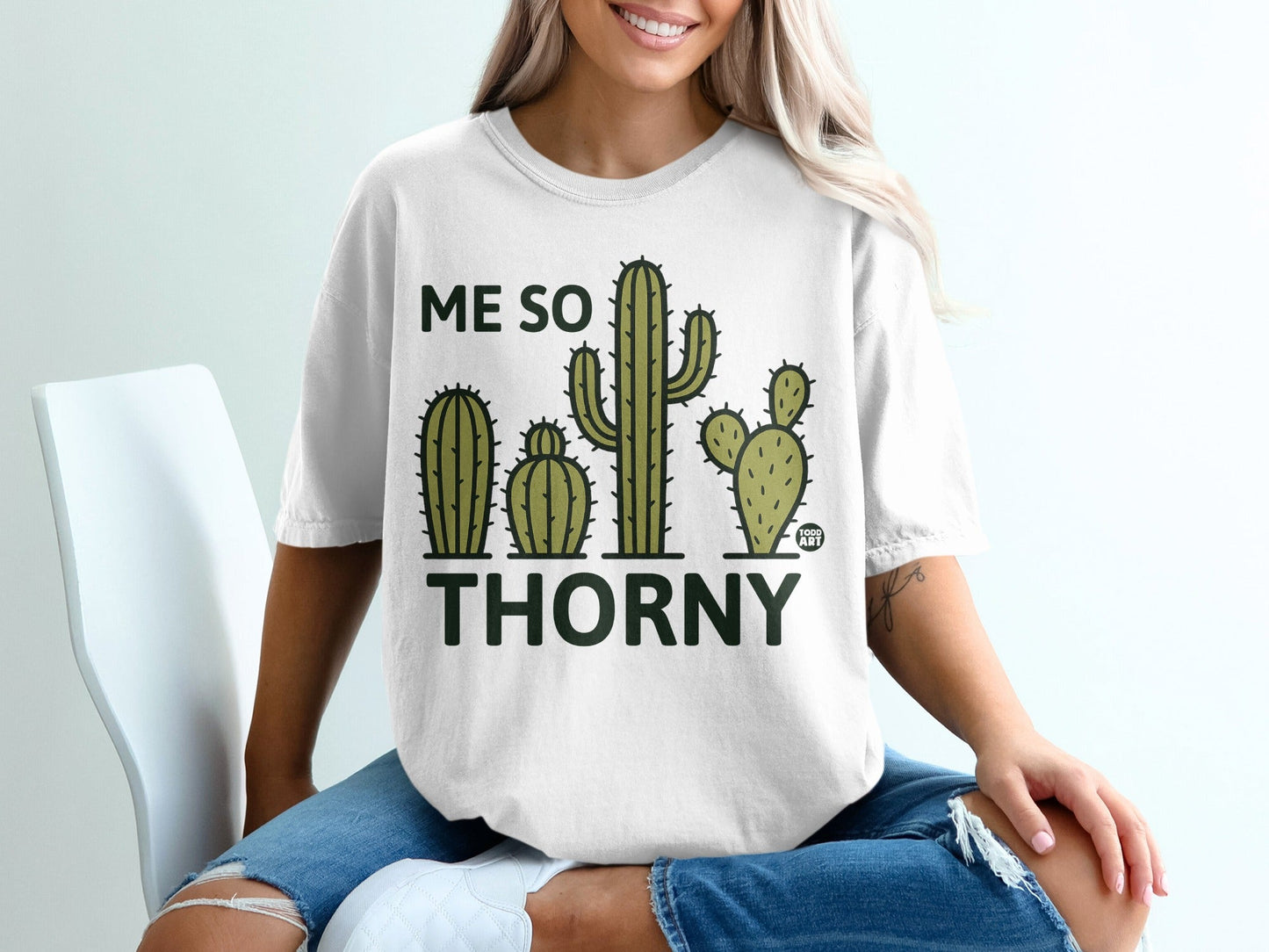 Me So Thorny Cactus Graphic White T-shirt