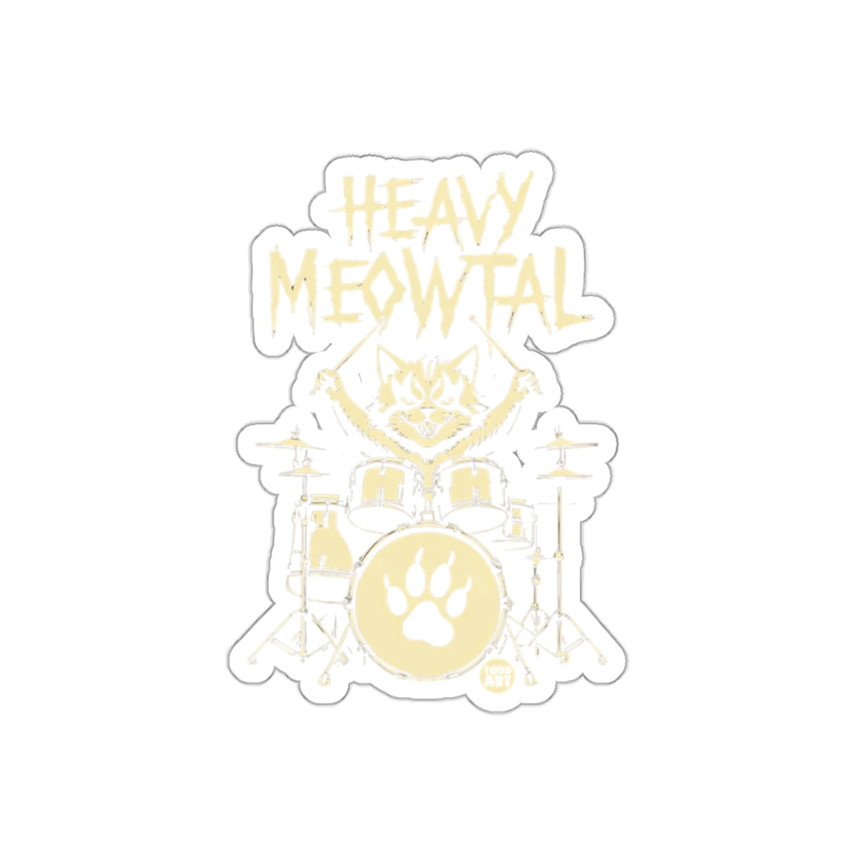 Heavy Meowtal Drumming Cat Sticker Fun Design