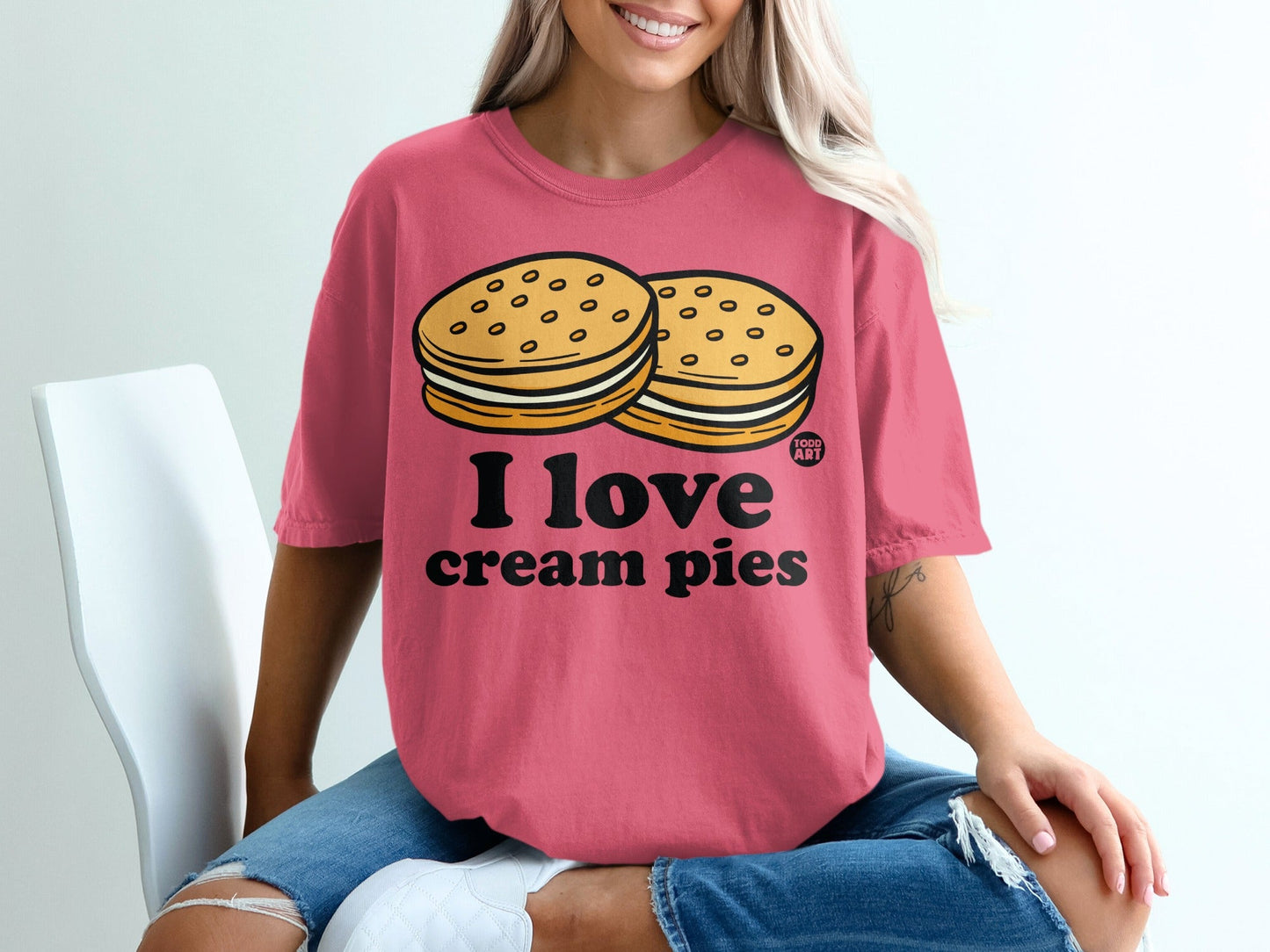 I Love Cream Pies Graphic T-Shirt Casual Top