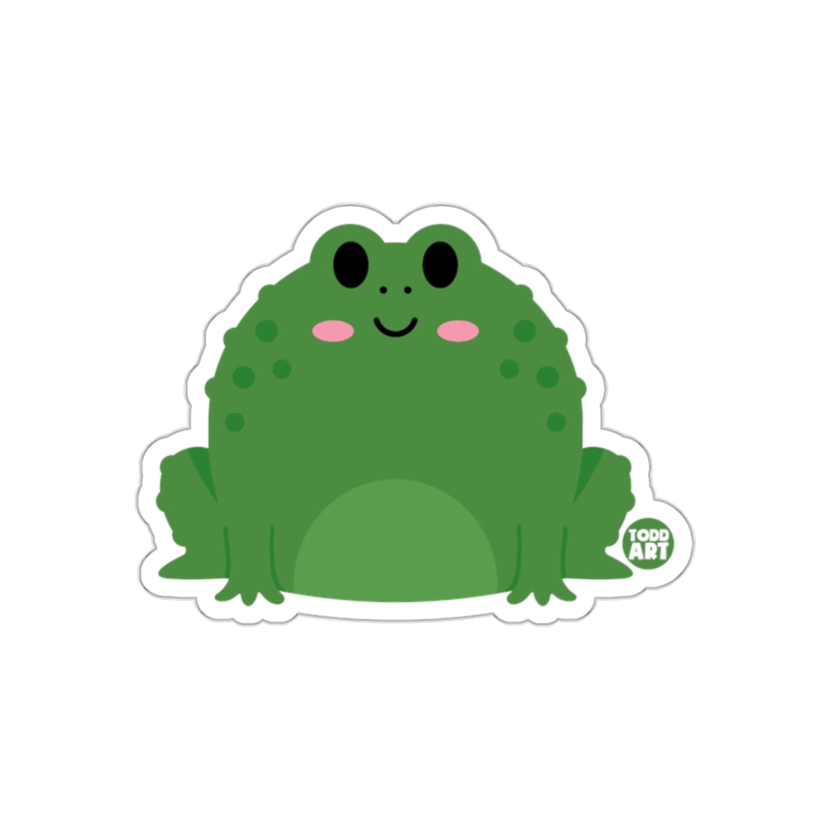 Cute Green Frog with Blush Cheeks Sticker Product