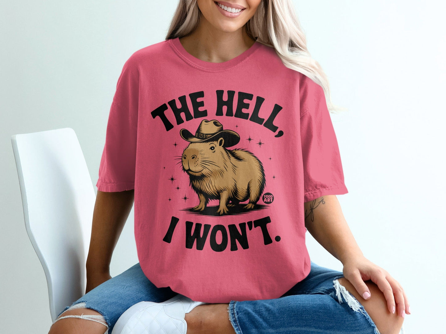 The Hell I Won't Cowboy Capybara Graphic Shirt