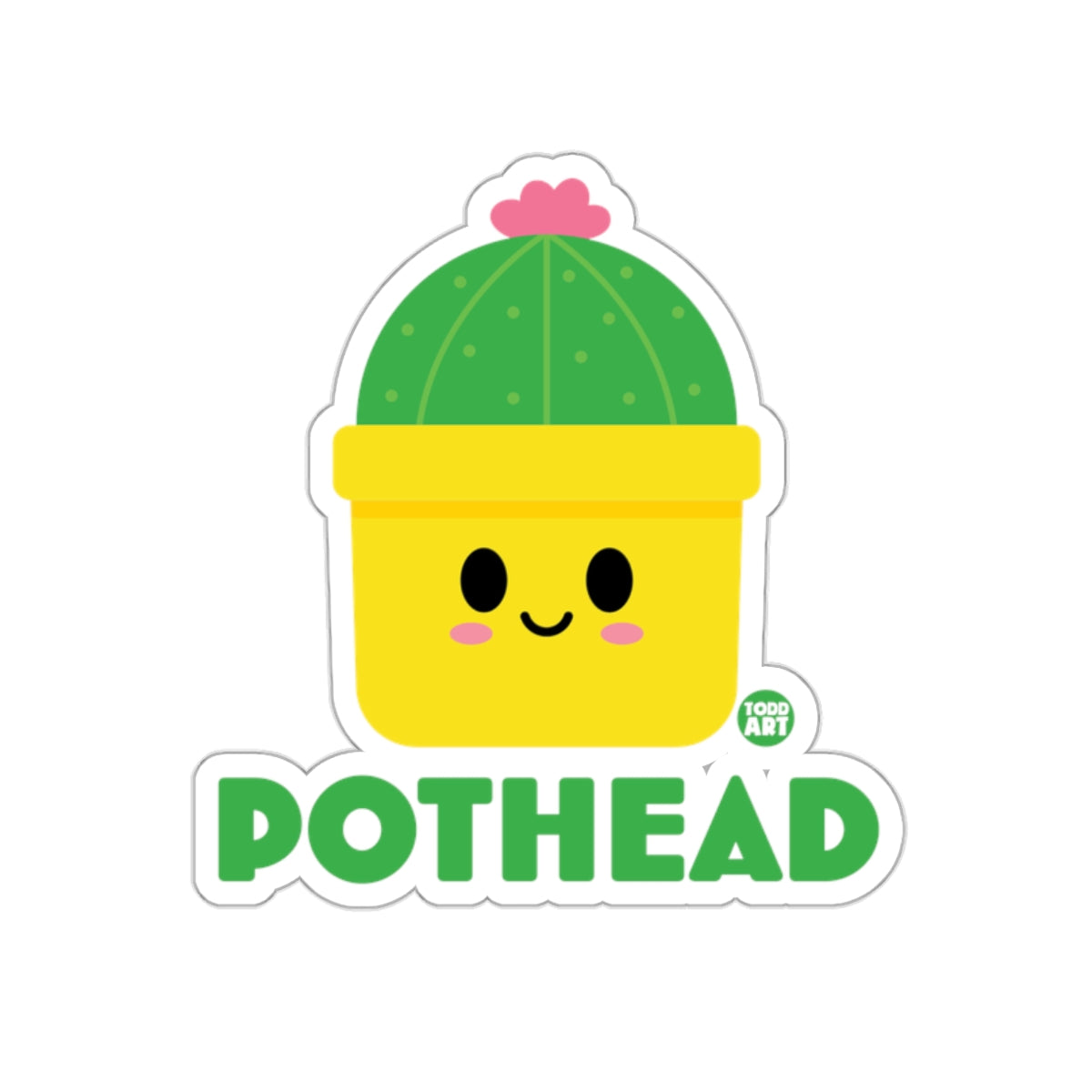 Cute Smiling Cactus Pothead Sticker for Your Decor