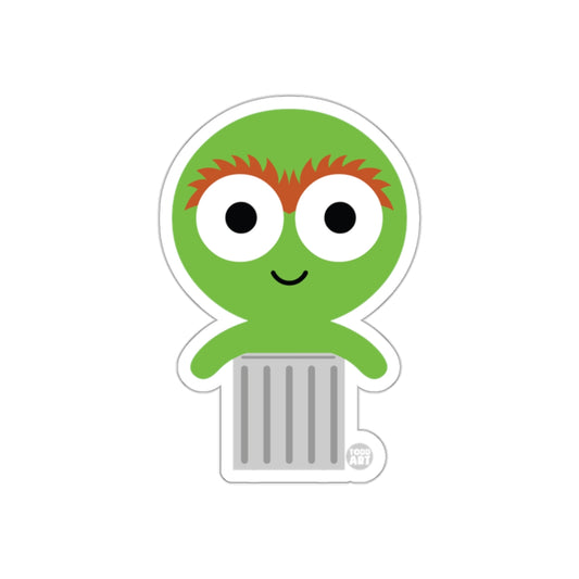 Cute Green Character with Bin Sticker Todd Art product