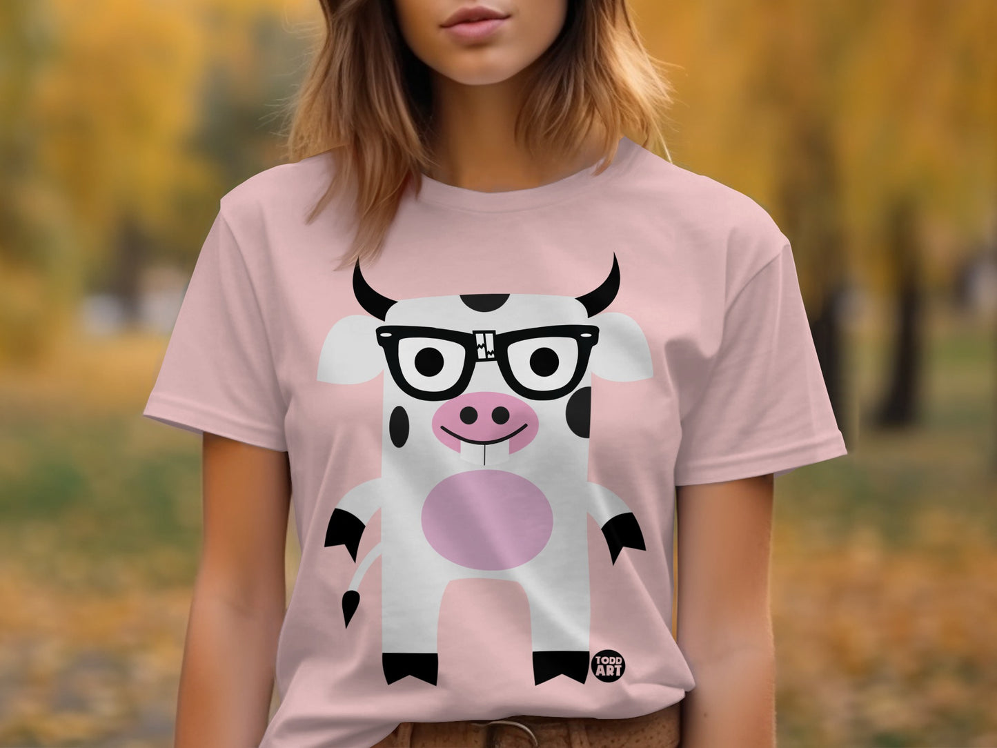 Cool Geeky Cow Graphic T-Shirt for Fun Casual Outfits
