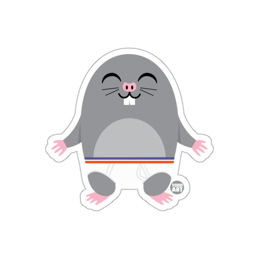 Cute Cartoon Smiling Mole with Whiskers Sticker