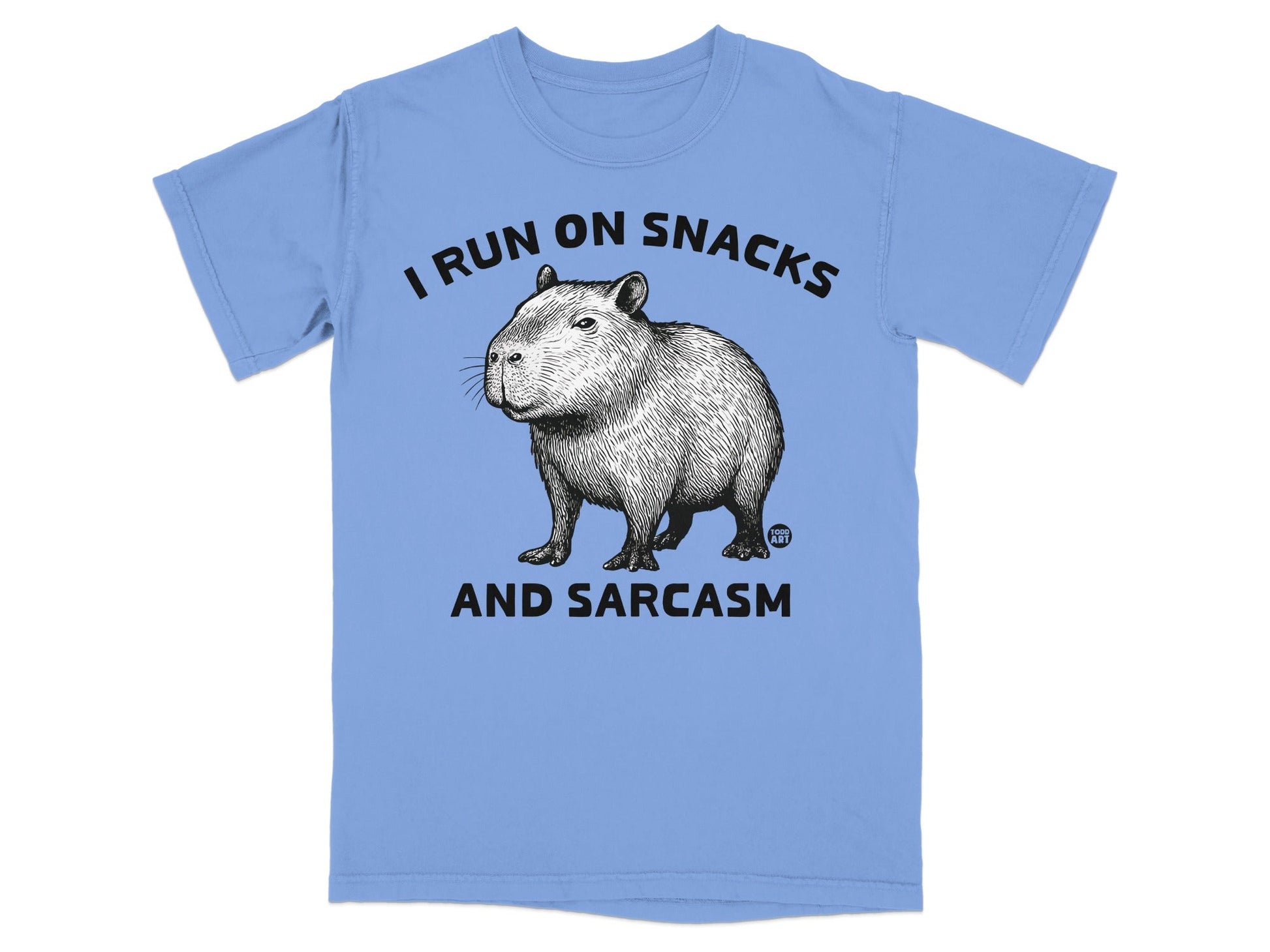 I Run On Snacks And Sarcasm Capybara Graphic Shirt