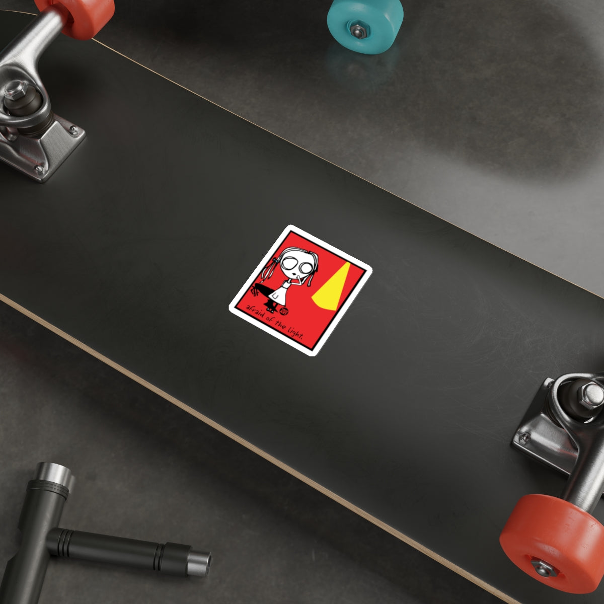 Funny 'Afraid of the Light' Skateboard Sticker for Decks