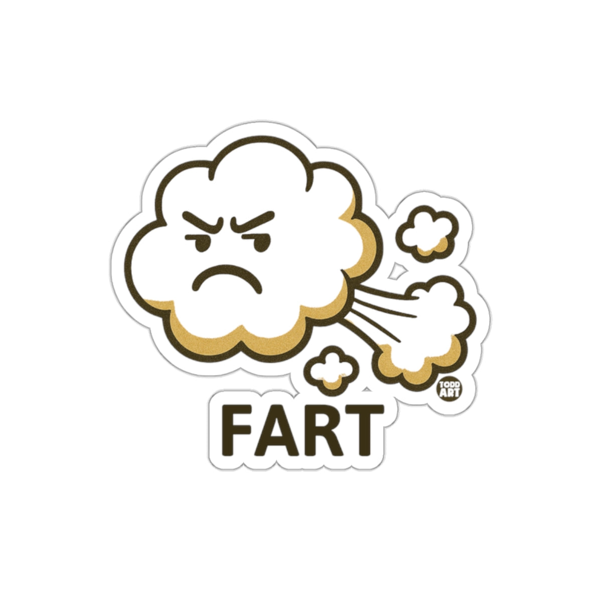 Funny Angry Cloud Fart Sticker for Humorous Decor