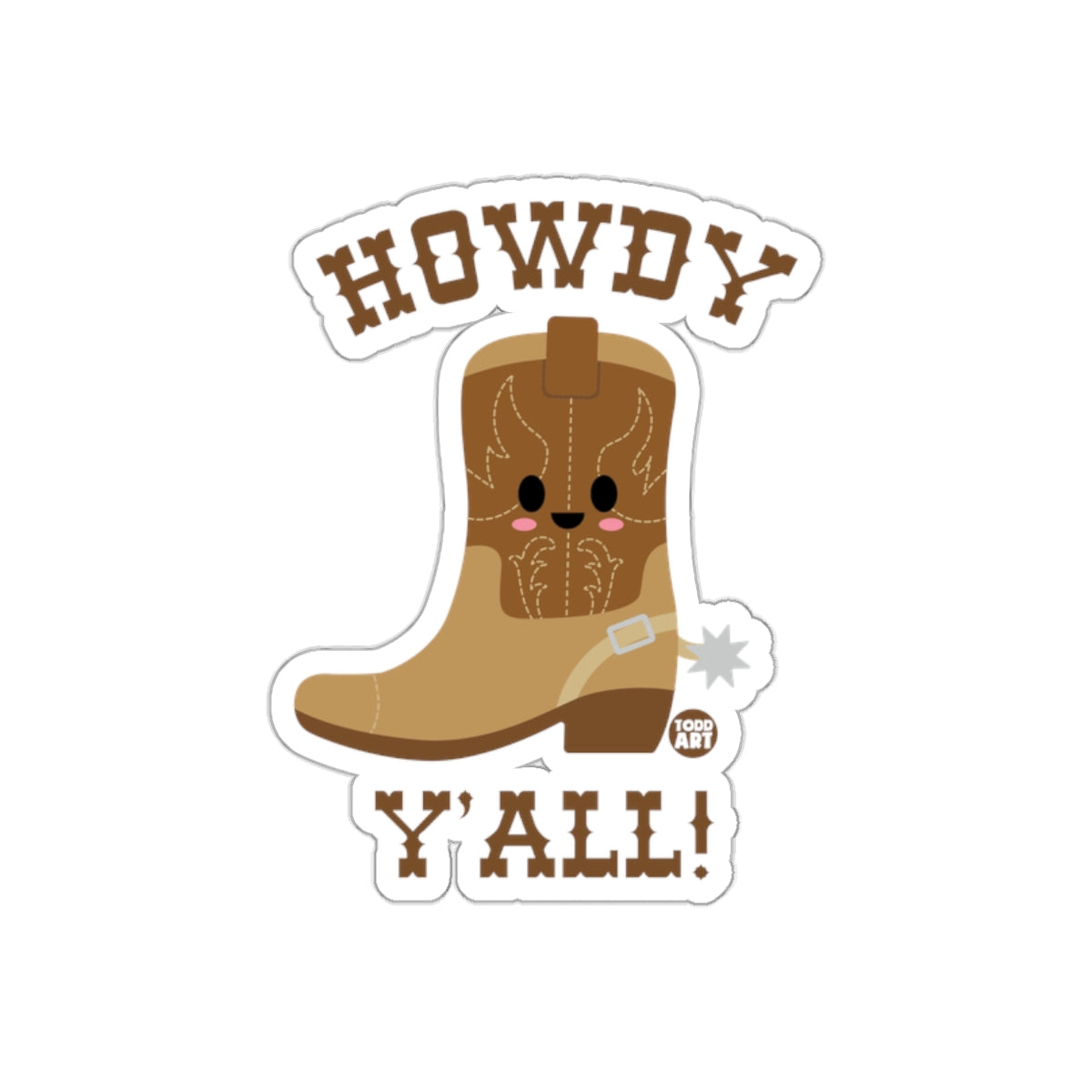 Howdy Y'all Cute Cowboy Boot Sticker Fun Art Design