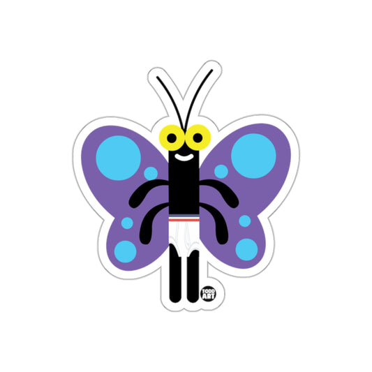 Cute Cartoon Butterfly with Blue and Purple Wings Sticker