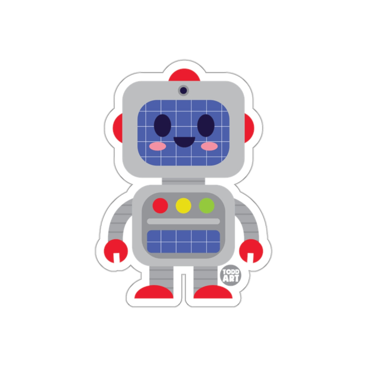 Cute Smiling Robot with Colorful Buttons Sticker