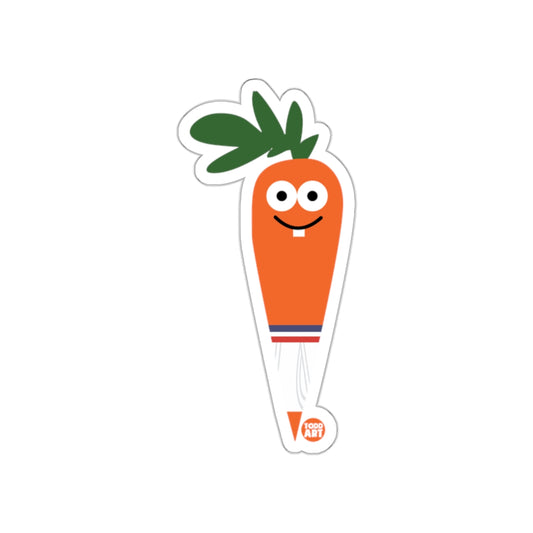 Smiling Orange Carrot with Green Leaves Sticker