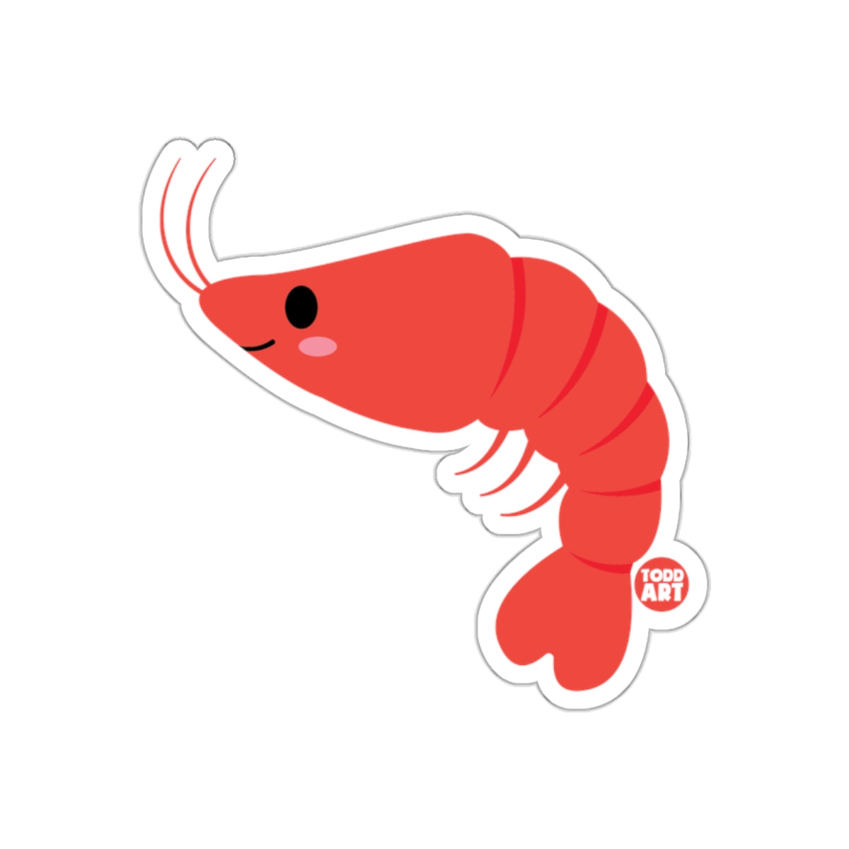 Cute Cartoon Shrimp Sticker for Laptops and Water Bottles