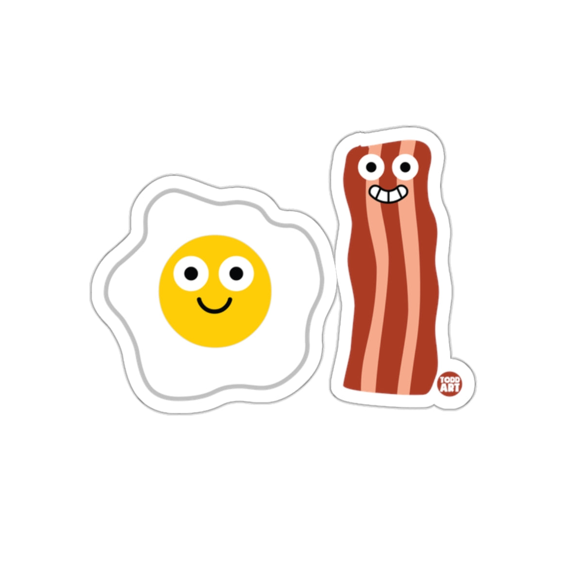 Smiling Bacon and Egg Cartoon Sticker Set