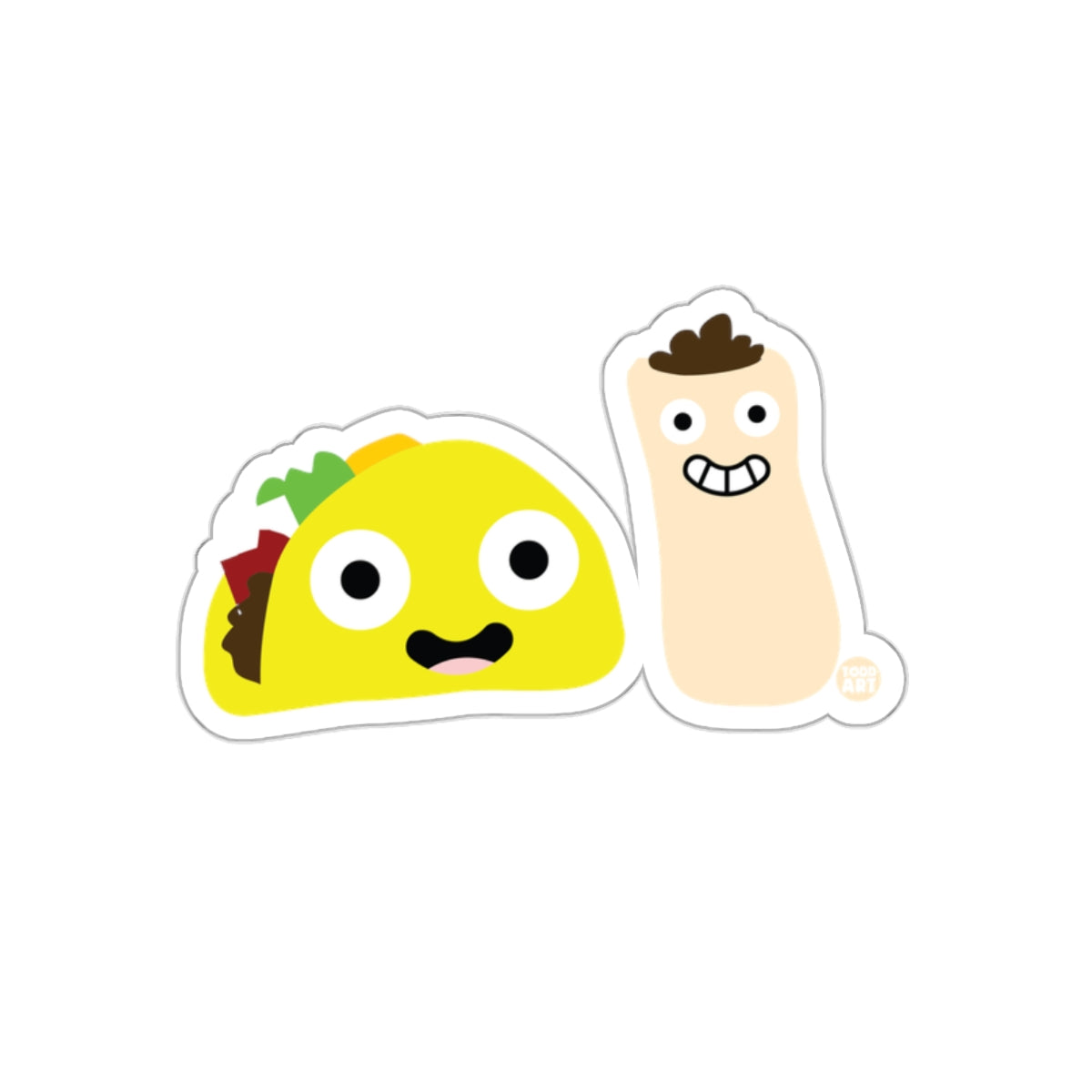 Smiling Taco and Burrito Fun Sticker Duo
